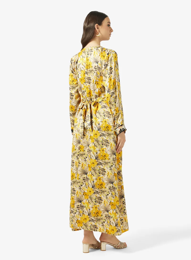 ARABIAN CLOSET Embellished Belted Jalabiya