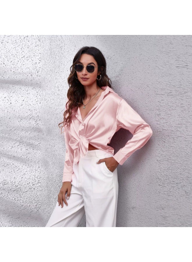 general Women's satin imitation silk long-sleeved blouse - Image 1