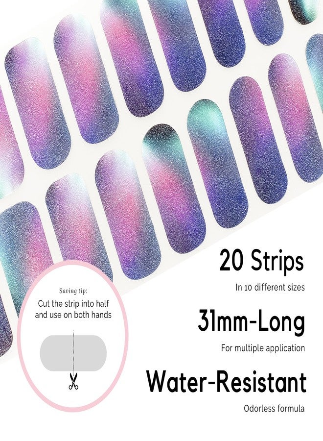 NAILOG Semi Cured Gel Nail Strips, NAILOG 20pcs Long Lasting Nail Stickers Work with Any UV Light, Wraps with Glossy Gel Finishing for Women Girls Kids DIY Gift│Aurora - Image 4