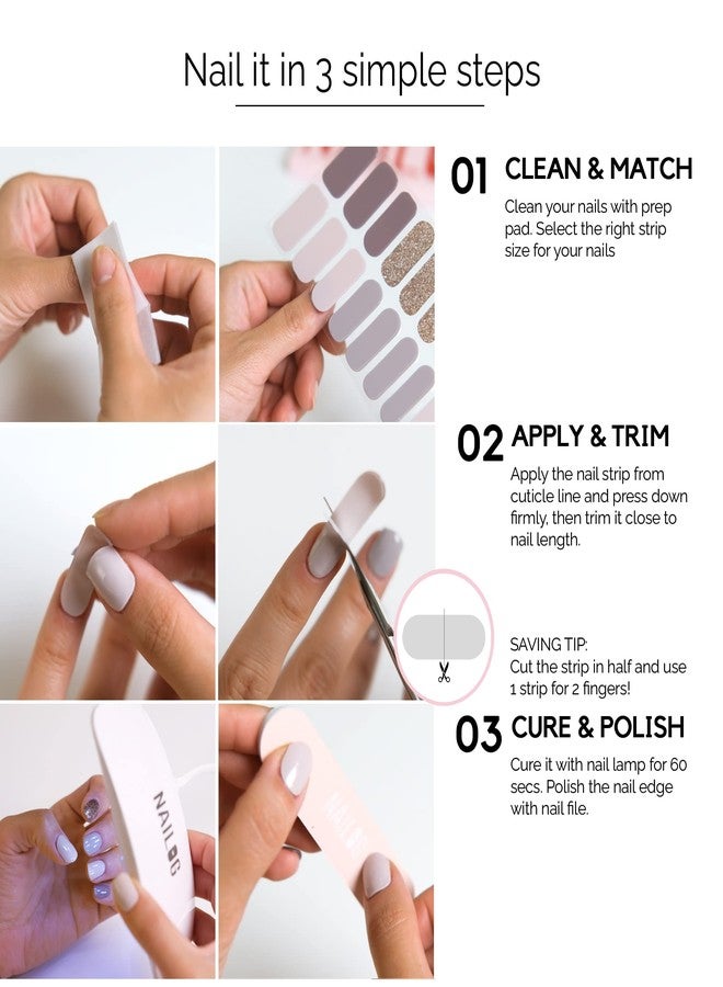 NAILOG Semi Cured Gel Nail Strips, NAILOG 20pcs Long Lasting Nail Stickers Work with Any UV Light, Wraps with Glossy Gel Finishing for Women Girls Kids DIY Gift│Aurora - Image 5