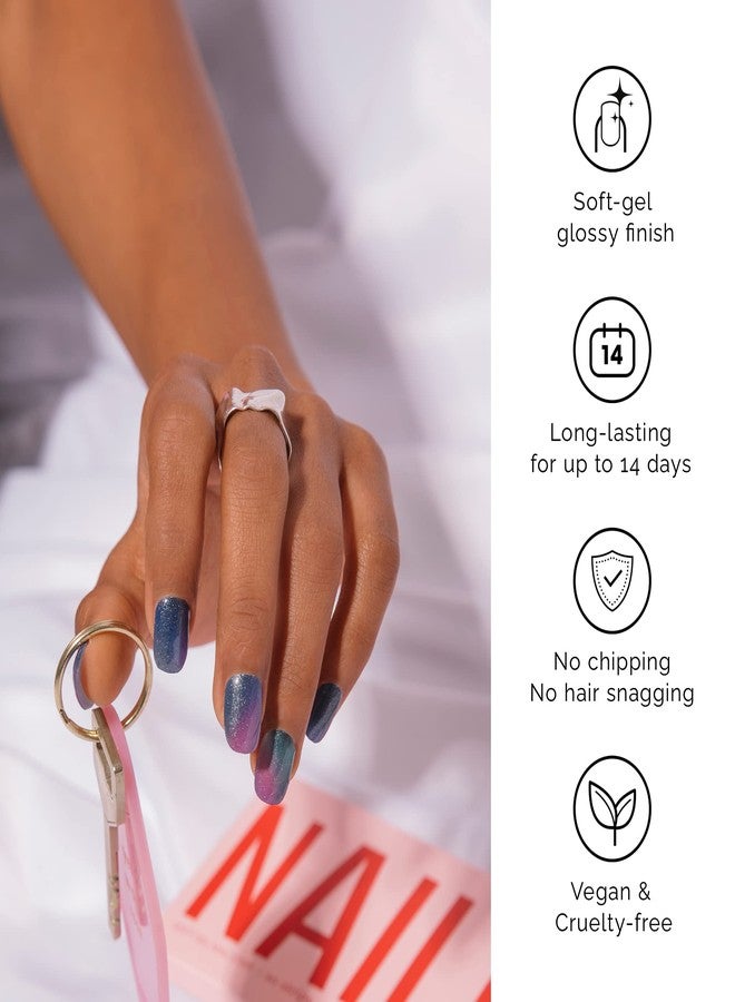 NAILOG Semi Cured Gel Nail Strips, NAILOG 20pcs Long Lasting Nail Stickers Work with Any UV Light, Wraps with Glossy Gel Finishing for Women Girls Kids DIY Gift│Aurora - Image 3