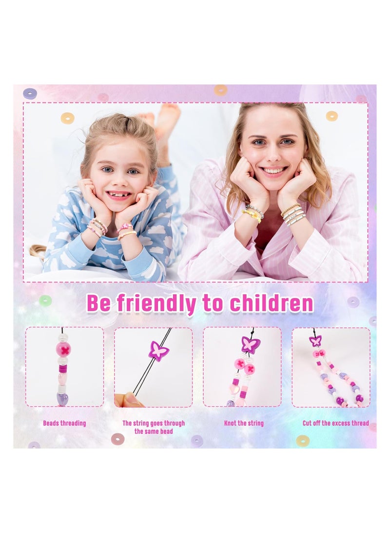 SYOSI Clay Beads Bracelet Making Kit 15 Color DIY Flat Beads for Friendship Bracelet Jewelry Making Polymer Heishi Beads with Charms DIY Arts and Crafts Gifts Toys for Teen Girls Crafts for 8-12 - Image 3