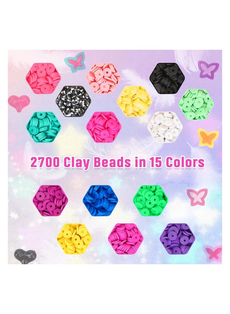SYOSI Clay Beads Bracelet Making Kit 15 Color DIY Flat Beads for Friendship Bracelet Jewelry Making Polymer Heishi Beads with Charms DIY Arts and Crafts Gifts Toys for Teen Girls Crafts for 8-12 - Image 5