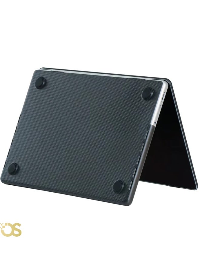 OS STORE Hard Shell Case for MacBook Air 15-inch — Scratch and impact resistant protection, slim and lightweight design with ventilation to maintain device cooling, easy to install and ideal for daily use — Compatible with MacBook Air 15 models A3241 M4 2025, A3114 M3 2024, A2941 M2 2023 (Carbon fiber textured dot-shaped pattern hard shell COVER BLACK WITH screen protector) - Image 3