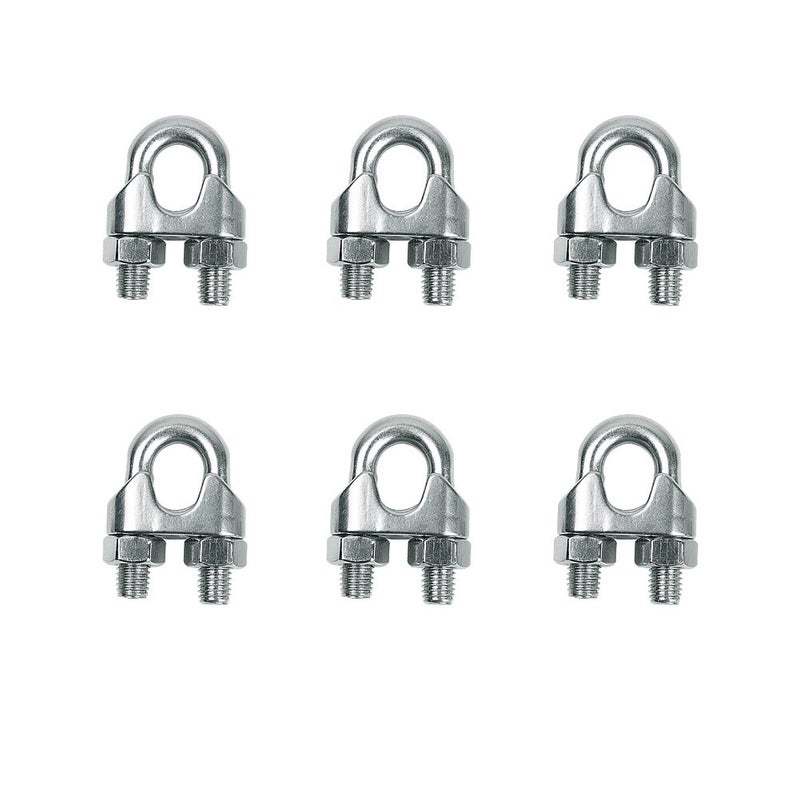 lasenersm 6 Pieces M6 Stainless Steel Wire Rope Cable Clip Clamp 1/4" Wire Rope Cable Clip - Image 1