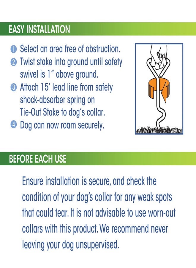 فور باوز وتد حلزوني للكلاب من فور باوز ووك أباوت مع كابل بطول 15 قدمًا - Image 4