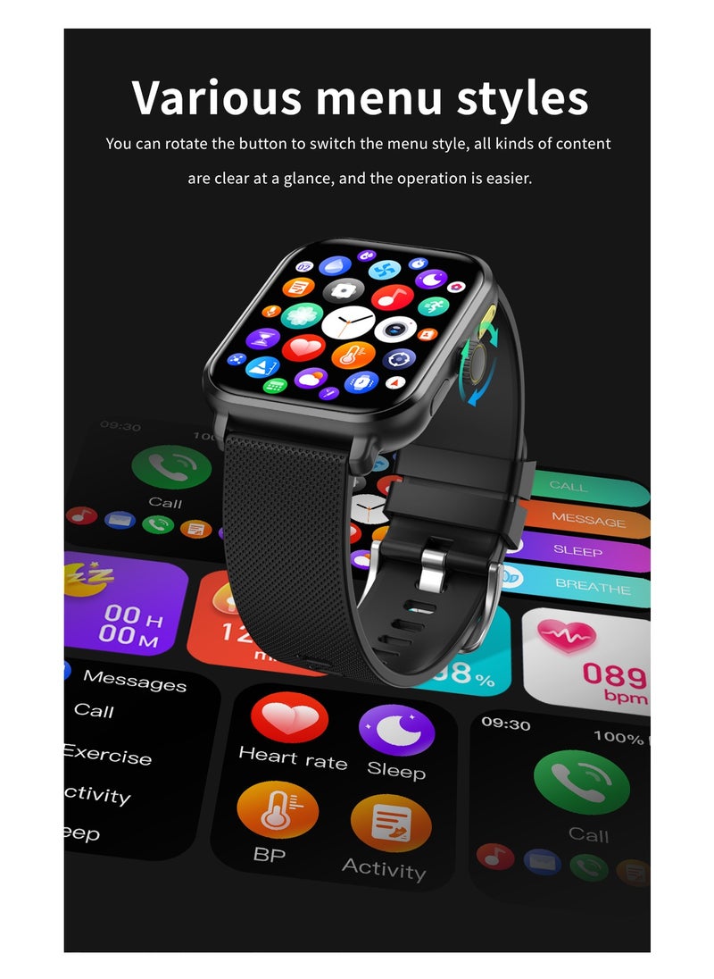 GULFLINK IP68 Waterproof 2024 M12 Health Monitoring GPS Smart Watch Multi-Locomotion Mode Multilingual Pedometer Smart Watch- Black  - Image 3