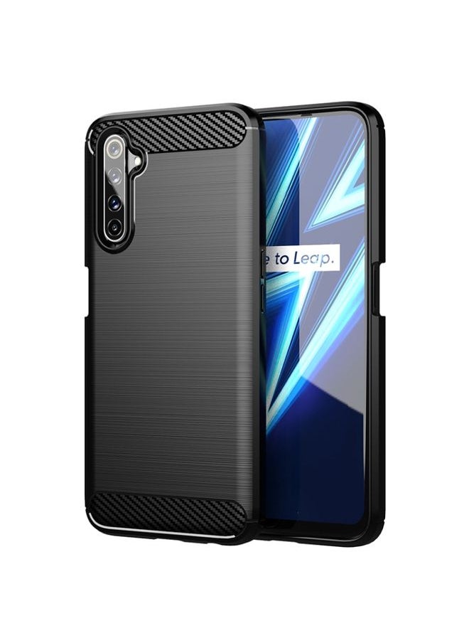 HuHa Case Cover For Realme 6 Pro Brushed Texture Carbon Fiber TPU Phone Case Black 