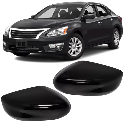 Moonlinks Compatible with Altima 2013 2014 2015 2016 2017 2018 Mirror Cover Replacement Glossy Black Mirror Cap Trim Without Turn Signal Light for LH RH Side 1 Pair - Image 1