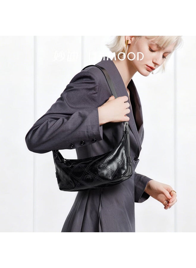 MOOD Miaodi Soft Leather Tote Bag Large Capacity Crossbody Bag Casual Relaxed Cowhide Underarm Bag For Women Brown - Image 1