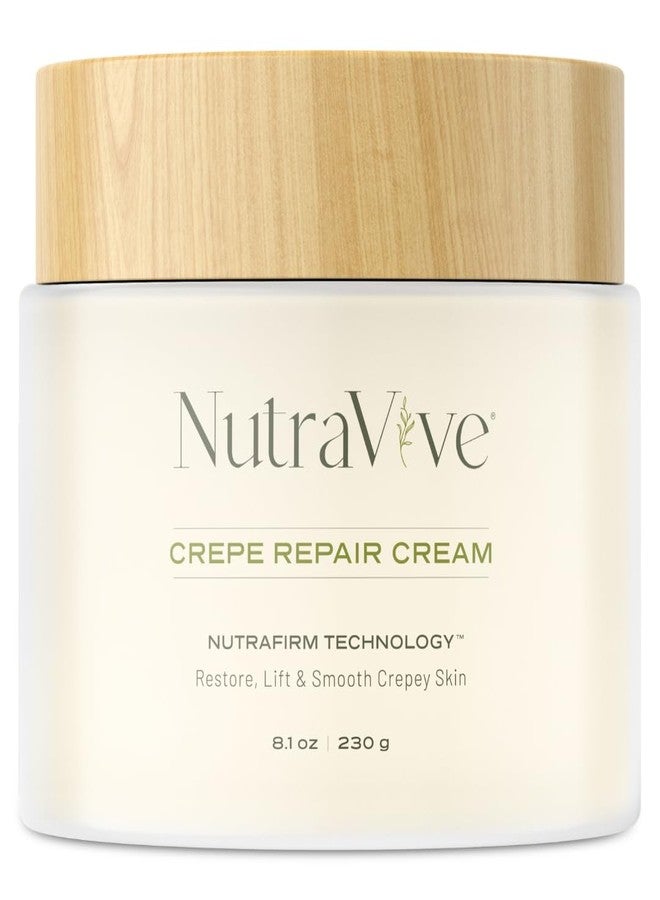 NutraVive Crepe Repair Cream - Anti-Aging Treatment - 8.1 Oz - Restore, Lift, Tighten & Smooth - Collagen Boosting Body, Neck & Face - Crepey Skin Cream for Aging Skin - Image 1