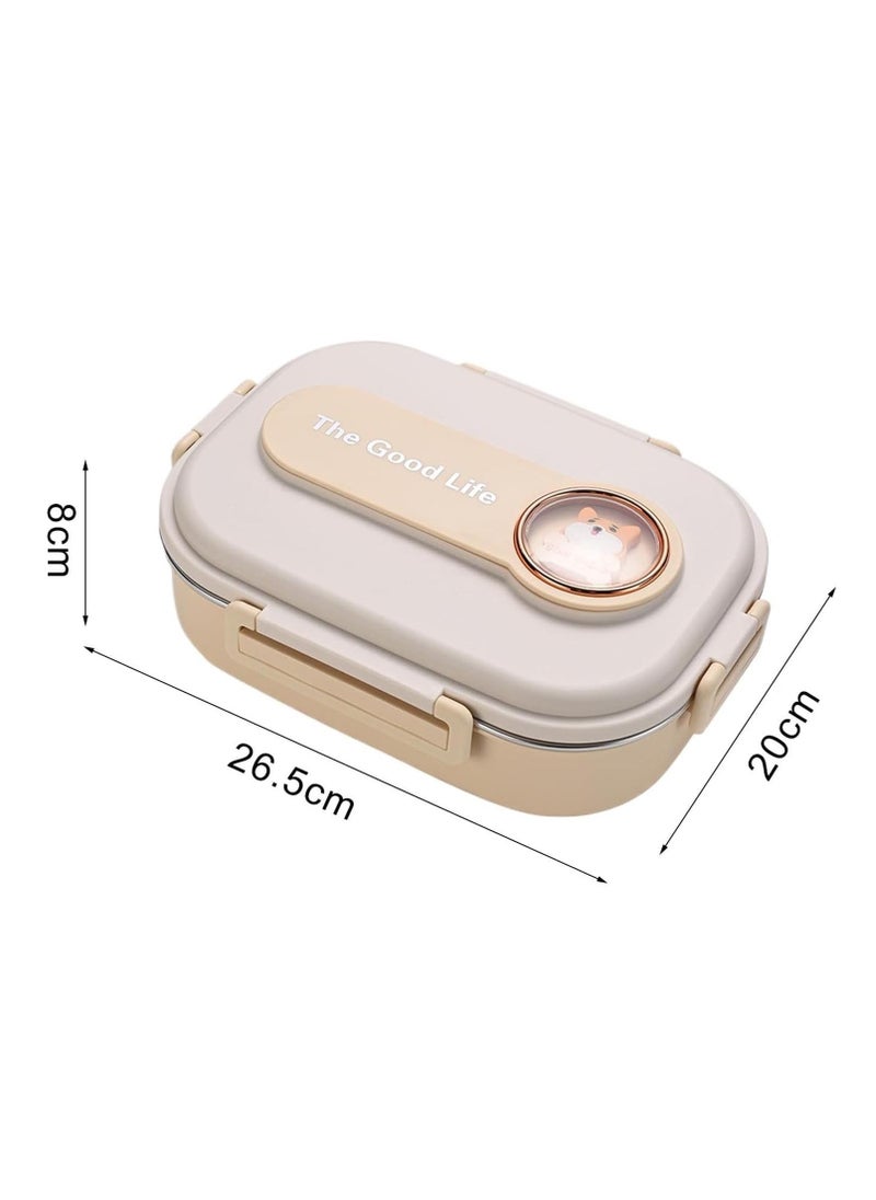 TYCOM Stainless Steel Lunch Box for Kid School Insulated Bento Lunch Box 4 Compartment Divided Lunch Containers with Lids Leakproof BFA Free Dishwasher Safe Dog Beige.  - Image 2
