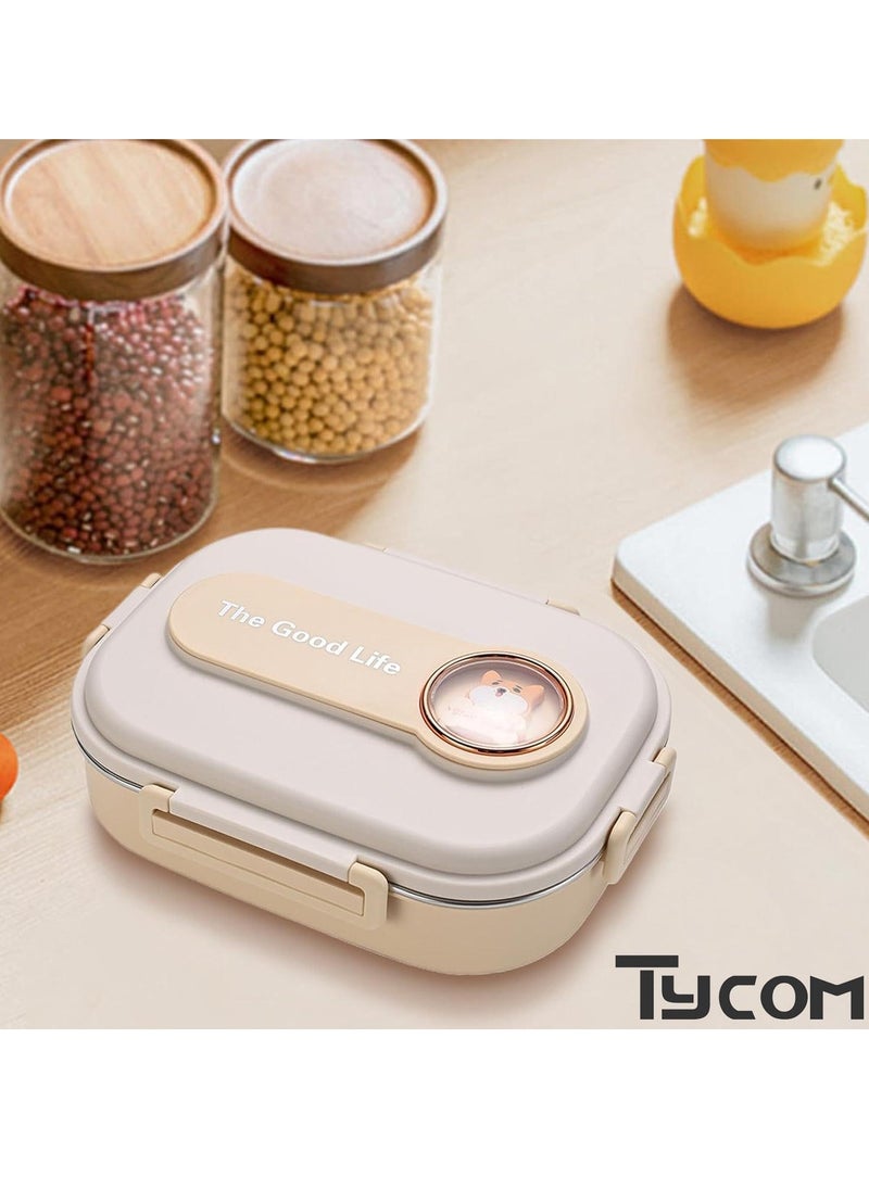 TYCOM Stainless Steel Lunch Box for Kid School Insulated Bento Lunch Box 4 Compartment Divided Lunch Containers with Lids Leakproof BFA Free Dishwasher Safe Dog Beige.  - Image 3