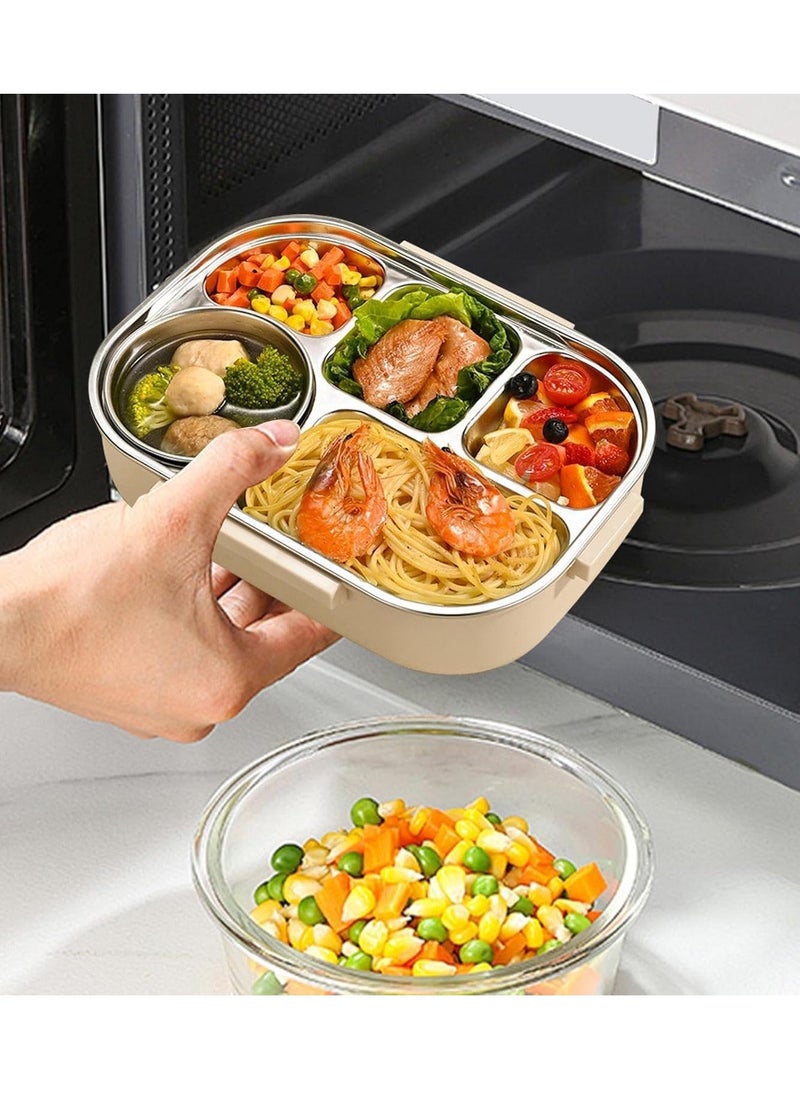 TYCOM Stainless Steel Lunch Box for Kid School Insulated Bento Lunch Box 4 Compartment Divided Lunch Containers with Lids Leakproof BFA Free Dishwasher Safe Dog Beige.  - Image 4