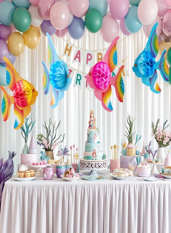 Hftjtsa 12PCS Tropical Fish Party Decorations Supplies Under The Sea Party Decorations Tropical Fish Honeycomb Hanging Centerpiece Mermaid Creatures Decor for Beach Luau Hawaiian Baby Shower Birthday Party - Image 5