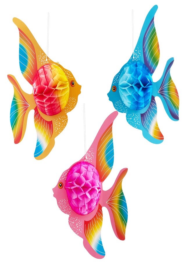 Hftjtsa 12PCS Tropical Fish Party Decorations Supplies Under The Sea Party Decorations Tropical Fish Honeycomb Hanging Centerpiece Mermaid Creatures Decor for Beach Luau Hawaiian Baby Shower Birthday Party - Image 1