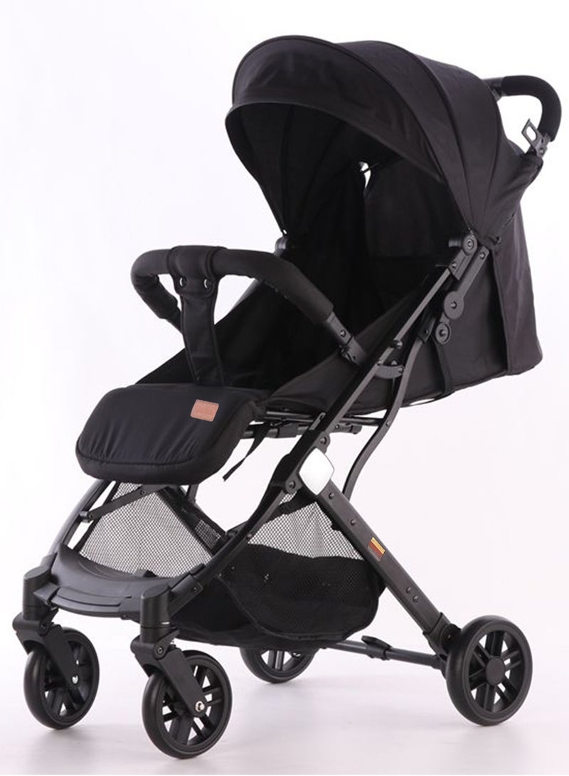 Reko Baby Kids Travel Stroller Baby stroller 5-point seat belts Adjustable Backrest Reversible Lightweight Self Folding Baby Stroller, with One Hand Gravity Fold Grey Official M13-65-K8 (Black) - Image 1