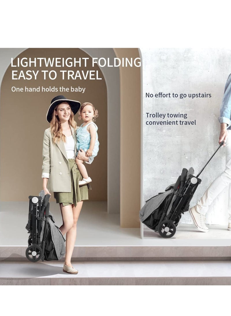 Reko Baby Kids Travel Stroller Baby stroller 5-point seat belts Adjustable Backrest Reversible Lightweight Self Folding Baby Stroller, with One Hand Gravity Fold Grey Official M13-65-K8 (Black) - Image 4