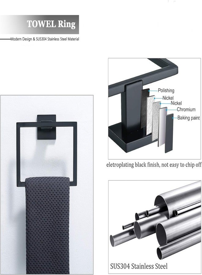 Toptowel 15-PCS 24inch Bathroom Towel Rack Set,Include 3pcs 24" Towel Holder,3pcs Hand Towel Ring,3pcs Toilet Paper Holder,6pcs Robe Hook-Matte Black - Image 4