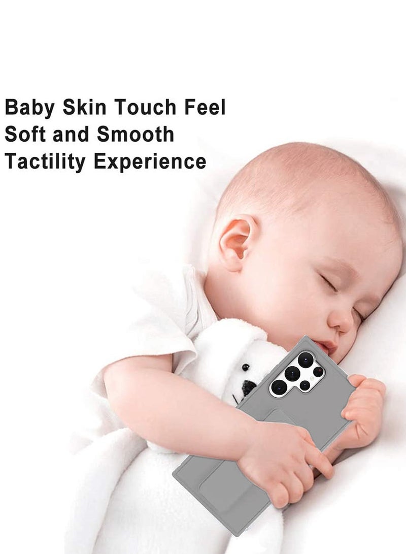 Wtech Samsung Galaxy S25 Ultra 2025 Hand Grip Foldable Magnetic Kickstand Wrist Strap Finger Grip With Built-In Iron Case Cover - Grey - Image 2