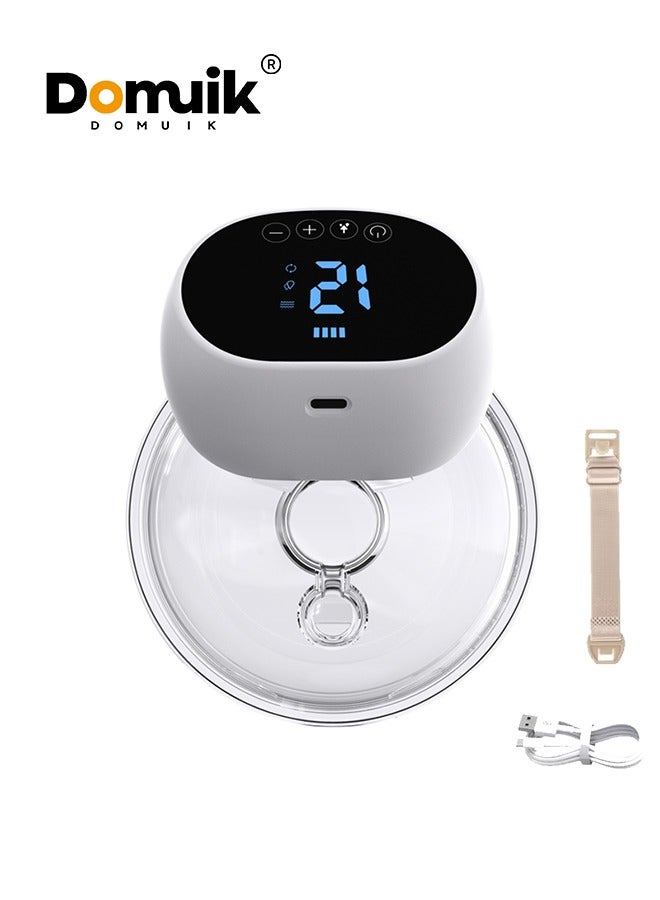 DOMUIK Electric Wearable Breast Pump Low Noise & Hands-Free Anti-Overflow Breast Pump with 3 Modes 9 Levels, Pouring Easy Rechargeable Single Milk Extractor with Massage Milk Extractor Mode-24mm  - Image 1