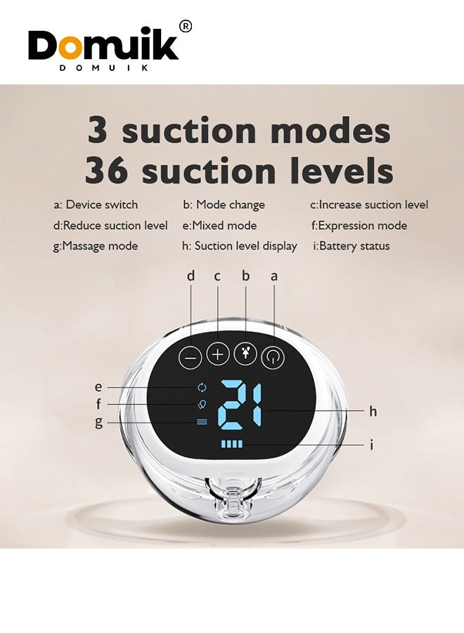 DOMUIK Electric Wearable Breast Pump Low Noise & Hands-Free Anti-Overflow Breast Pump with 3 Modes 9 Levels, Pouring Easy Rechargeable Single Milk Extractor with Massage Milk Extractor Mode-24mm  - Image 3