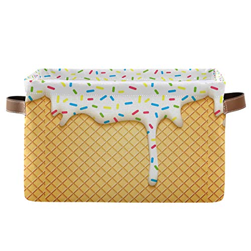 KEEPREAL Ice Cream Cone Storage Bin  Large Canvas Basket  15x11x95inch
