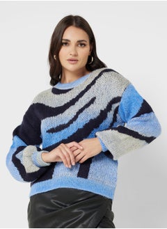 Round Neck Printed Sweater