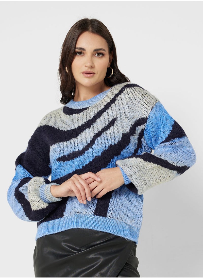 ONLY - Round Neck Printed Sweater - Image 1