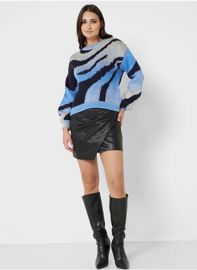 ONLY - Round Neck Printed Sweater - Image 1