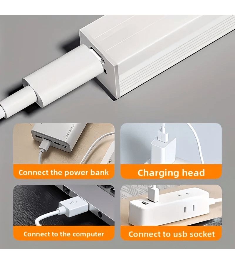 قطعتان من شريط إضاءة LED يعمل بالحث وإعادة الشحن عبر USB، ضوء دافئ، بطول 11.81 بوصة، مزود بمستشعر حركة، ضوء ليلي مغناطيسي لاسلكي، مناسب للخزائن وخزائن الملابس والممرات. - Image 3