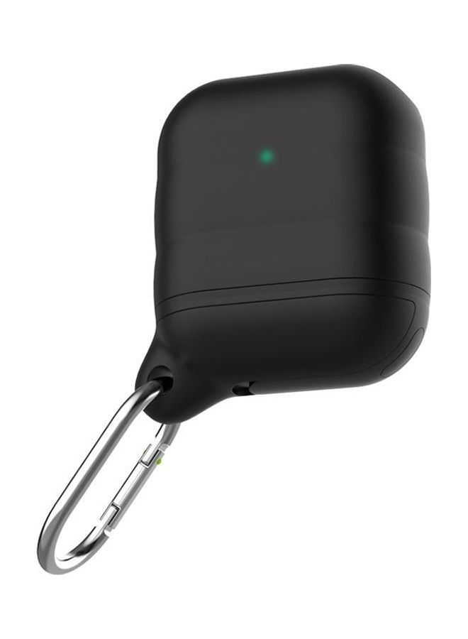 Wireless Earphone Waterproof Silicone Protective Case With Hook For Apple AirPods 1/2 Black - Image 1