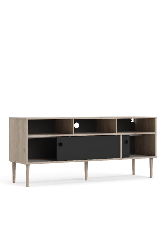 Rome 2-Sliding Door TV Unit Jackson Hickory Oak and Matt Black 63.2 x 147.4 x 40.2 cm 66304HLGM - Image 4