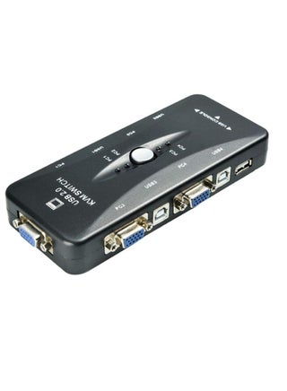 4-Port USB 2.0 KVM Switch compatible with computer monitor, video sharing screen, keyboard and mouse.