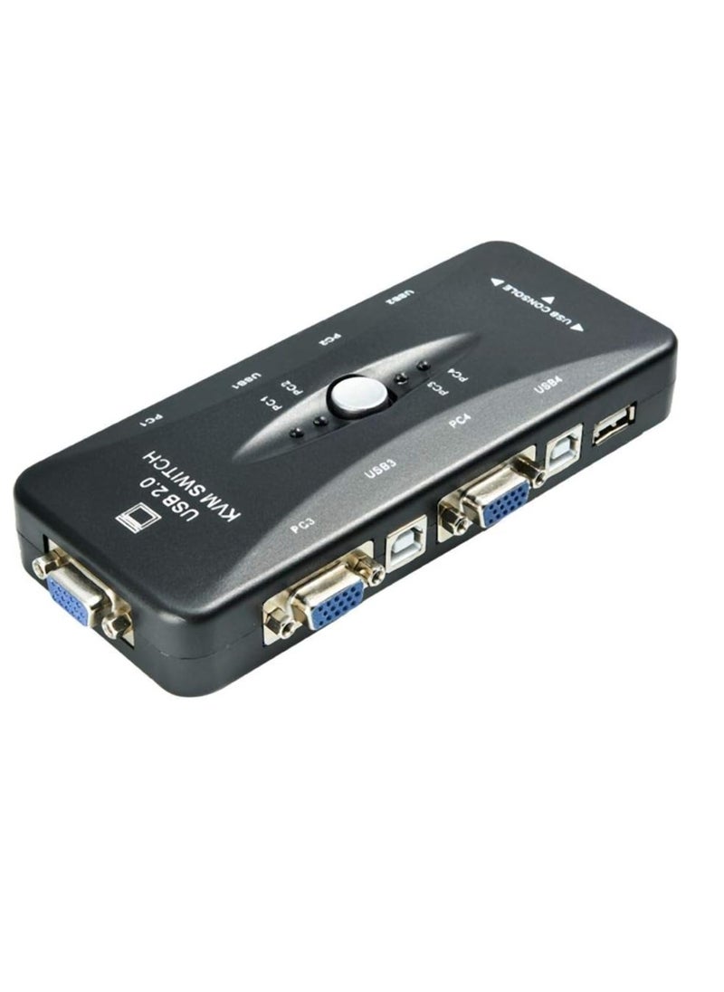 Generic - 4-Port USB 2.0 KVM Switch compatible with computer monitor, video sharing screen, keyboard and mouse. - Image 1