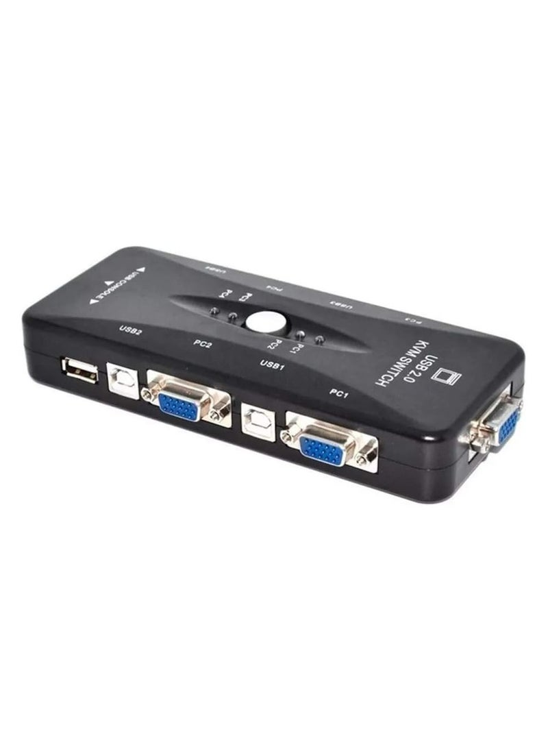 Generic - 4-Port USB 2.0 KVM Switch compatible with computer monitor, video sharing screen, keyboard and mouse. - Image 1