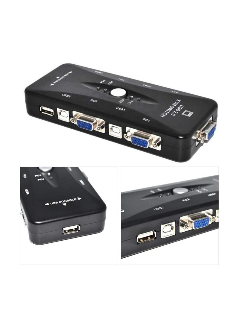Generic - 4-Port USB 2.0 KVM Switch compatible with computer monitor, video sharing screen, keyboard and mouse. - Image 1