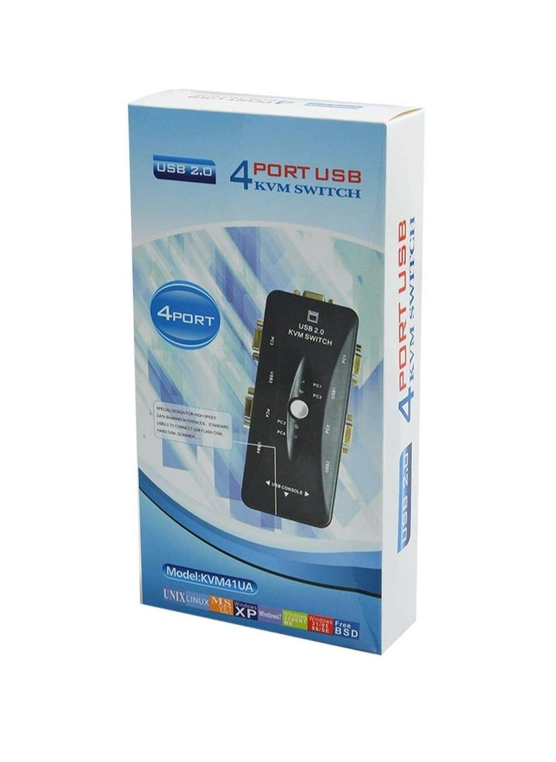 Generic - 4-Port USB 2.0 KVM Switch compatible with computer monitor, video sharing screen, keyboard and mouse. - Image 1