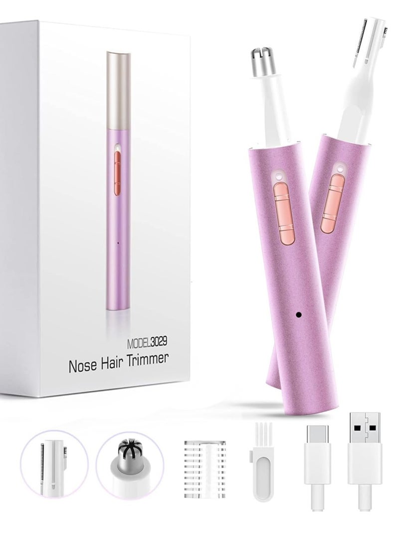 عام ماكينة تشذيب شعر الأذن والأنف للنساء والرجال، 2025 قابلة لإعادة الشحن 2 في 1 ماكينة تشذيب شعر الحواجب والوجه الاحترافية بدون ألم مع محرك قوي وشفرات مزدوجة الحواف سهلة التنظيف - Image 1