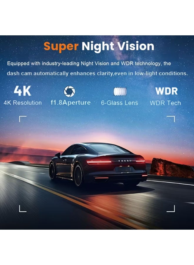 Discovery V22 UHD 4K Car Dash Cam 3840x2160P Dashboard Camera With Wide Angle Recording Night Vision Loop Recording Black - Image 2