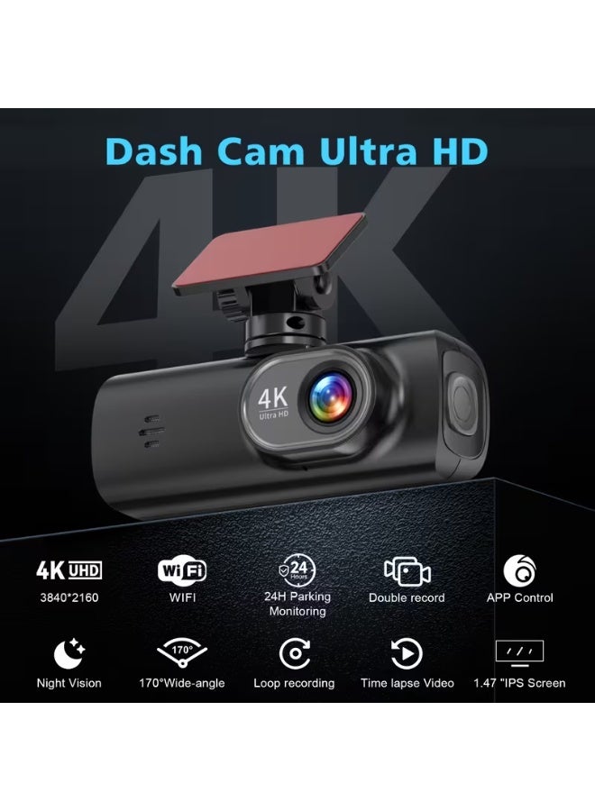 Discovery V22 UHD 4K Car Dash Cam 3840x2160P Dashboard Camera With Wide Angle Recording Night Vision Loop Recording Black - Image 5