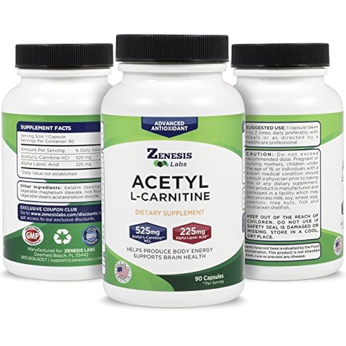 Zenesis Labs Acetyl L-Carnitine with Alpha Lipoic Acid - 90 Capsules - Image 2
