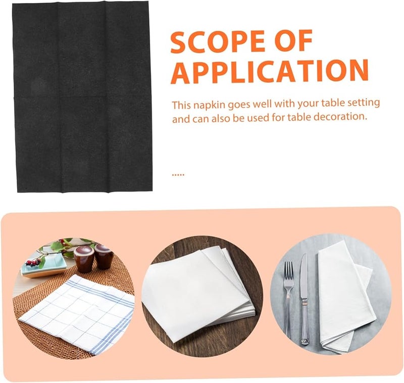 50 قطعة مناديل سوداء يمكن التخلص منها مكثفة لحفلات الزفاف والحفلات والفنادق والمطاعم - Image 3