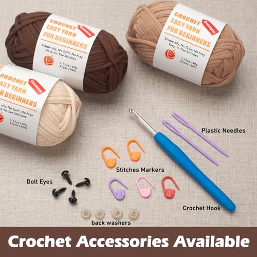 Coowayze Crochet Yarn for Beginners, Cotton Yarn for Crocheting, 3 Pack×1.8 oz Amigurumi Yarns with Easy-to-See Stitches and No Split, Worsted Medium # 4 Yarn, Cotton-Nylon Blend,Thick & Soft - Image 3