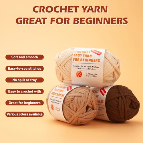 Coowayze Crochet Yarn for Beginners, Cotton Yarn for Crocheting, 3 Pack×1.8 oz Amigurumi Yarns with Easy-to-See Stitches and No Split, Worsted Medium # 4 Yarn, Cotton-Nylon Blend,Thick & Soft - Image 2