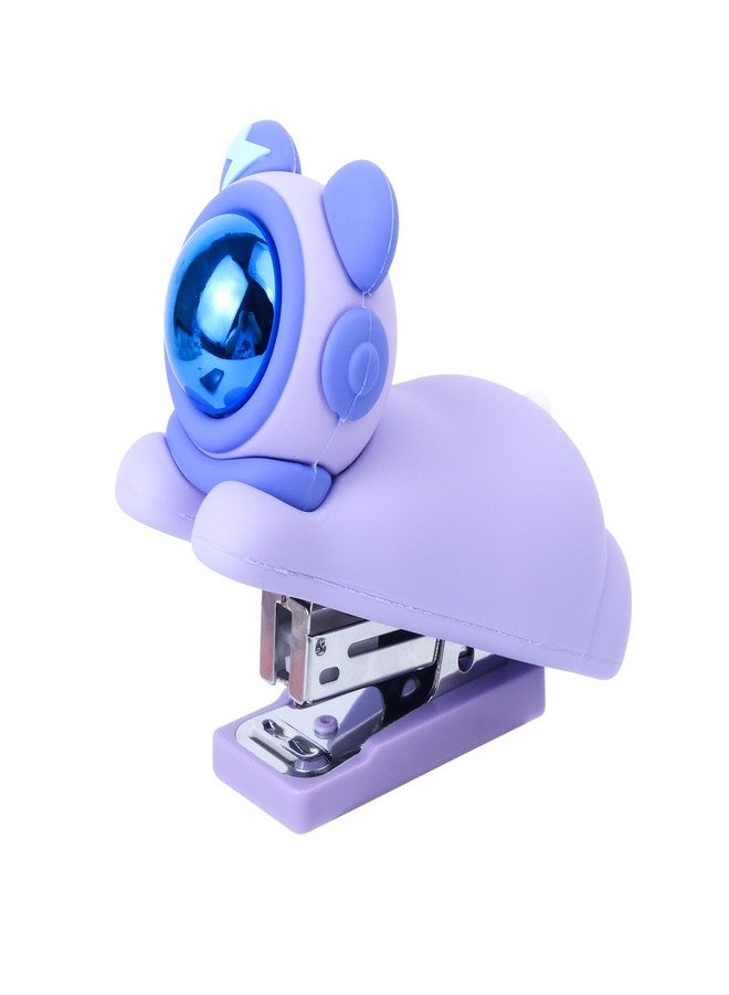 Honagu Cute Stapler, Cartoon Stereoscopic Silicone Stapler, Labor-Saving Office Supplies, Desktop Stationery Gift for Students Teachers,1st Day of School Gifts for Kids (Purple) - Image 1
