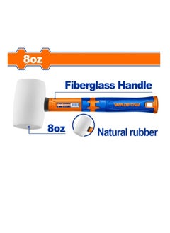 Wadfow White Rubber Mallet Hammer with Fiberglass Handle (WHM7303) Double-Face Hammer with Soft/Hard Tips | Ideal for woodworking, cabinet and furniture making, auto body and metal fabrication