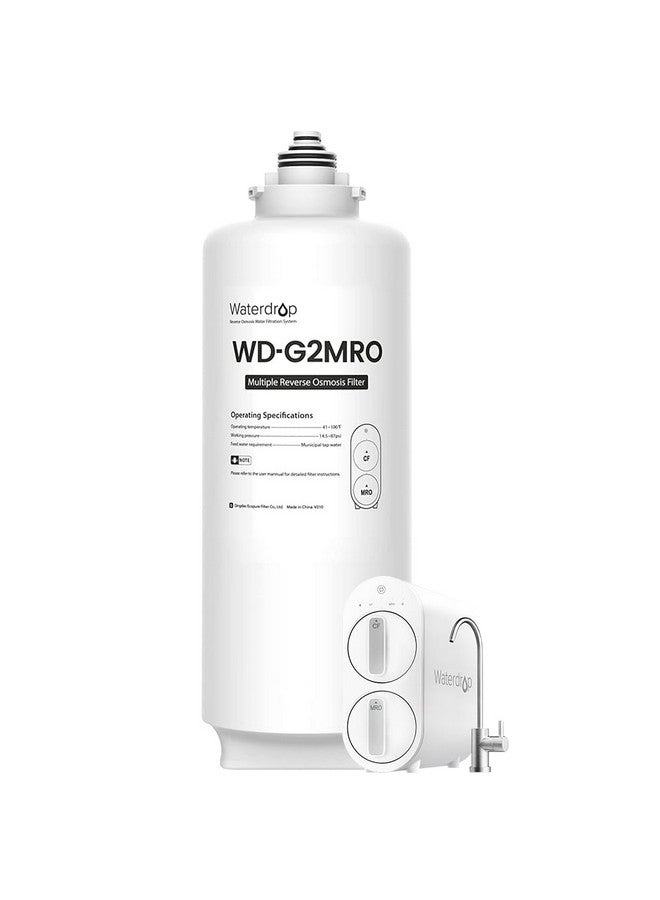 ووتر دروب فلتر التناضح العكسي Waterdrop WD-G2MRO، بديل لنظام التناضح العكسي WD-G2-B، WD-G2-W، WD-G2MNR-W، يقلل من PFAS، عمر افتراضي لمدة عامين