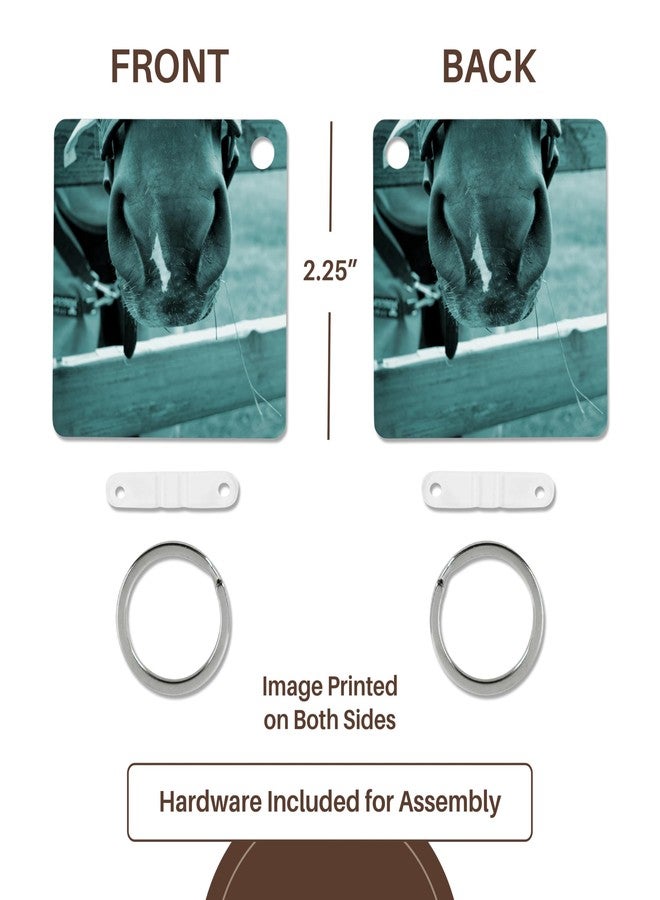 3dRose, horse muzzle with hay fence blue, set of 2 Key Chains - Image 5