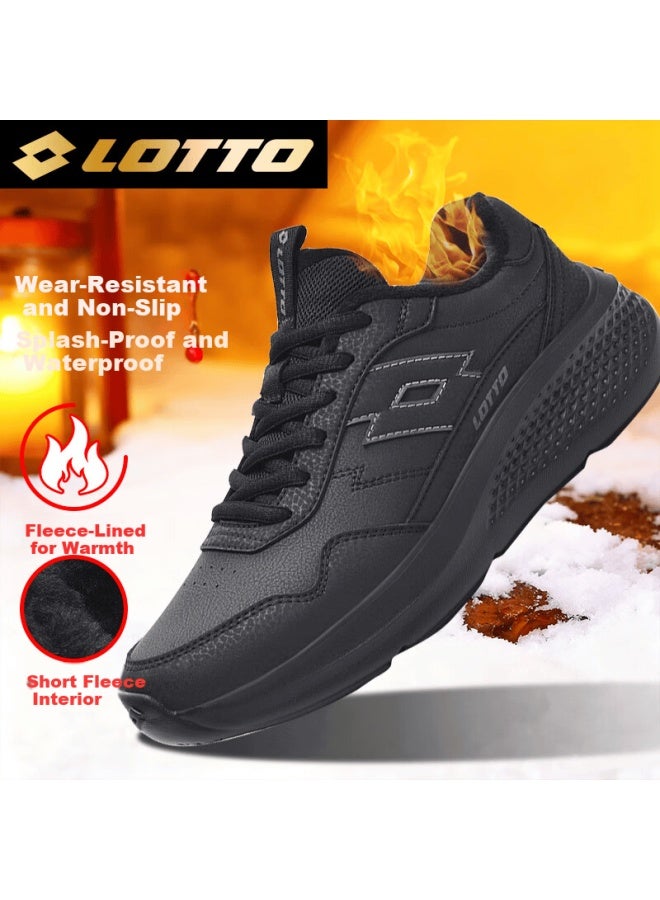 Lotto Men's Winter Casual Shoes Fleece Lined Warm Running Shoes Cushioned Rebound Sports Shoes 8837m Black Size 40 - Image 1
